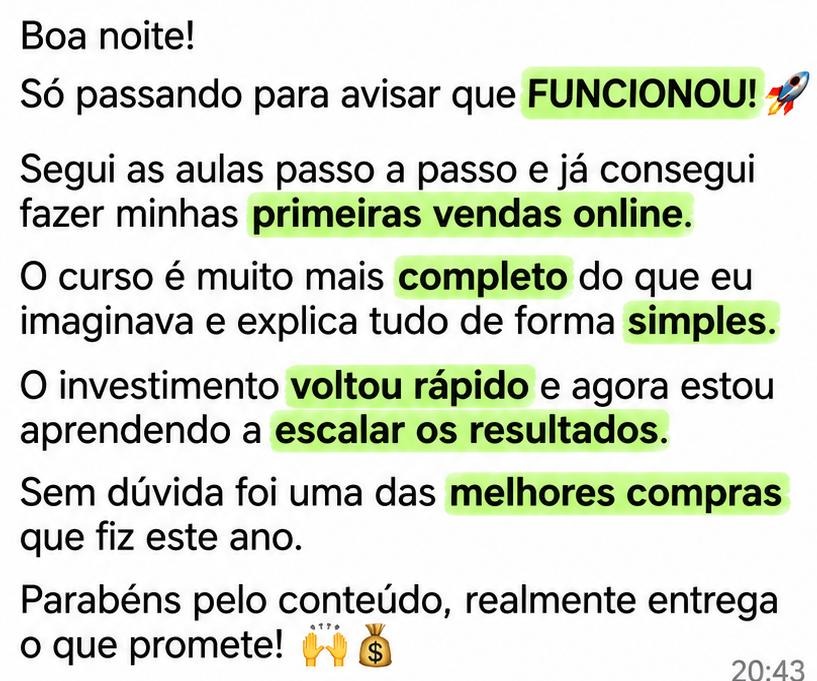 Depoimento de faturamento no WhatsApp